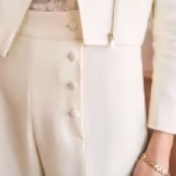 Sezane Ruben Trousers Wool Blend in Ecru EU 38 US - Picture 1 of 7